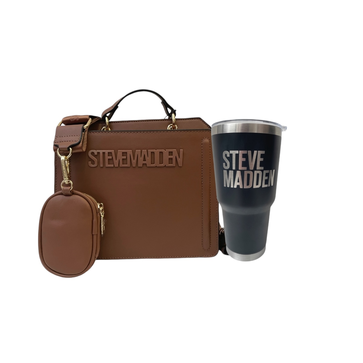 Combo Bolsa Steve Madden Bevelyn Cognac + Termo 30 Oz