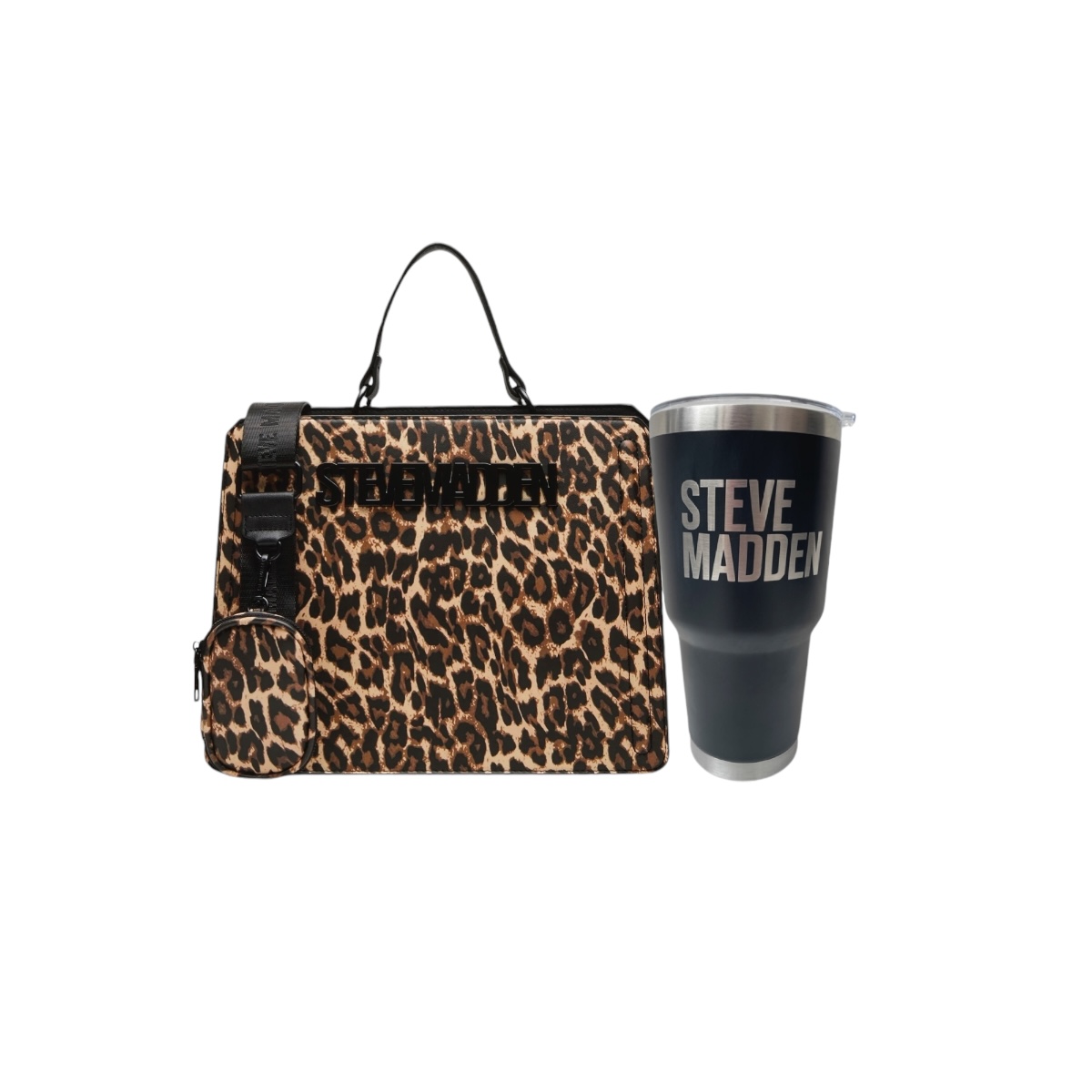 Combo Bolsa Steve Madden Bevelyn Xl Leop + Termo 30 Oz