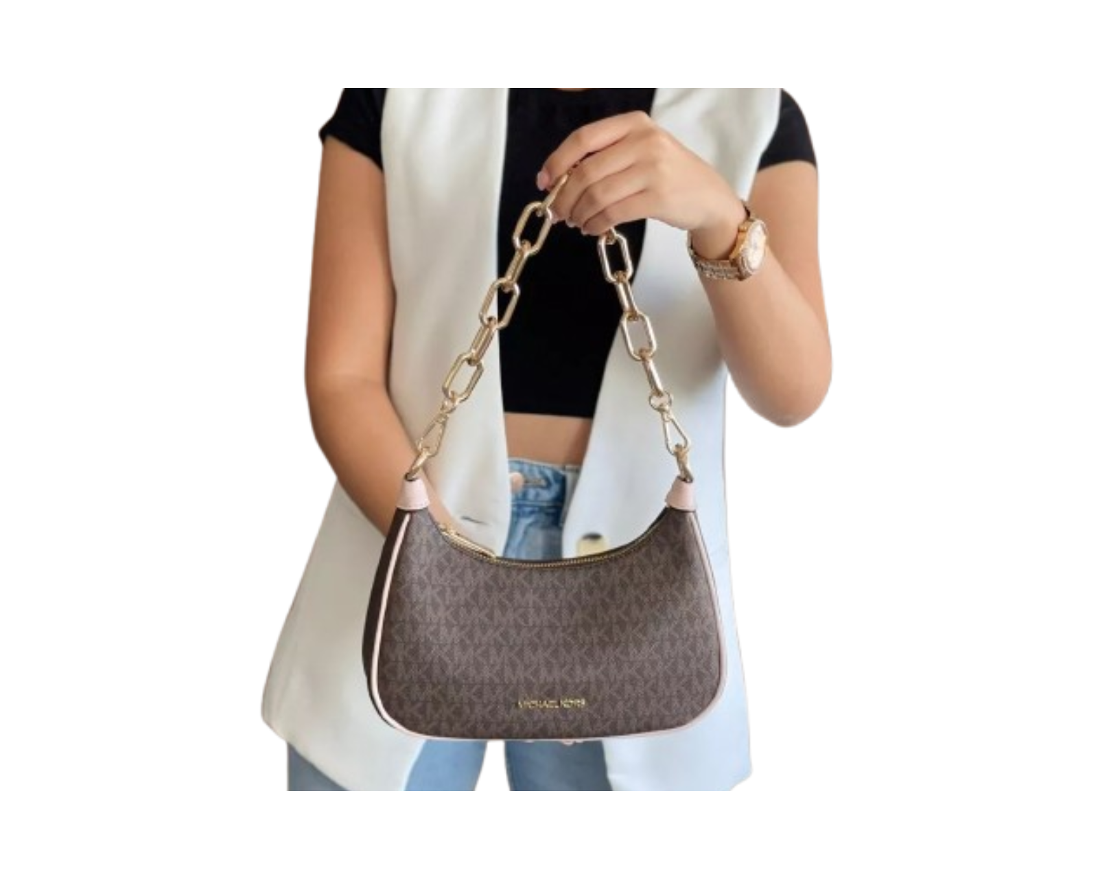 Foto 7 pulgar | Bolsa Michael Kors Cora Logo Shoulder Crossbody 35s2g4cu1b Color Café