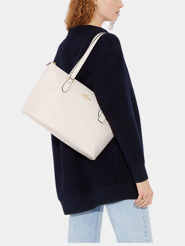 Foto 5 pulgar | Bolsa Tote Coach Lisa CH285 Blanca Crossgrain Leather