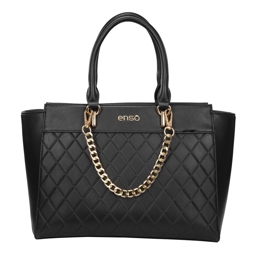 Bolso Tote Enso Negro con Cadena Dorada