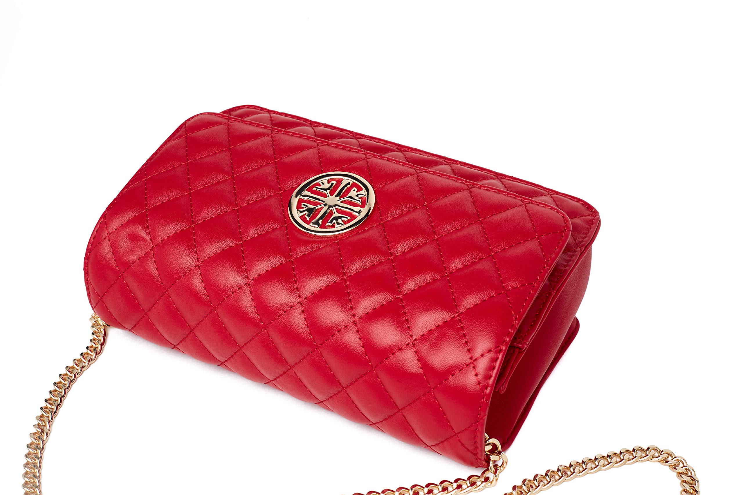 Foto 7 | Bolso De Hombro Chrysansmile De Piel Auténtica Acolchado Rojo - Venta Internacional.