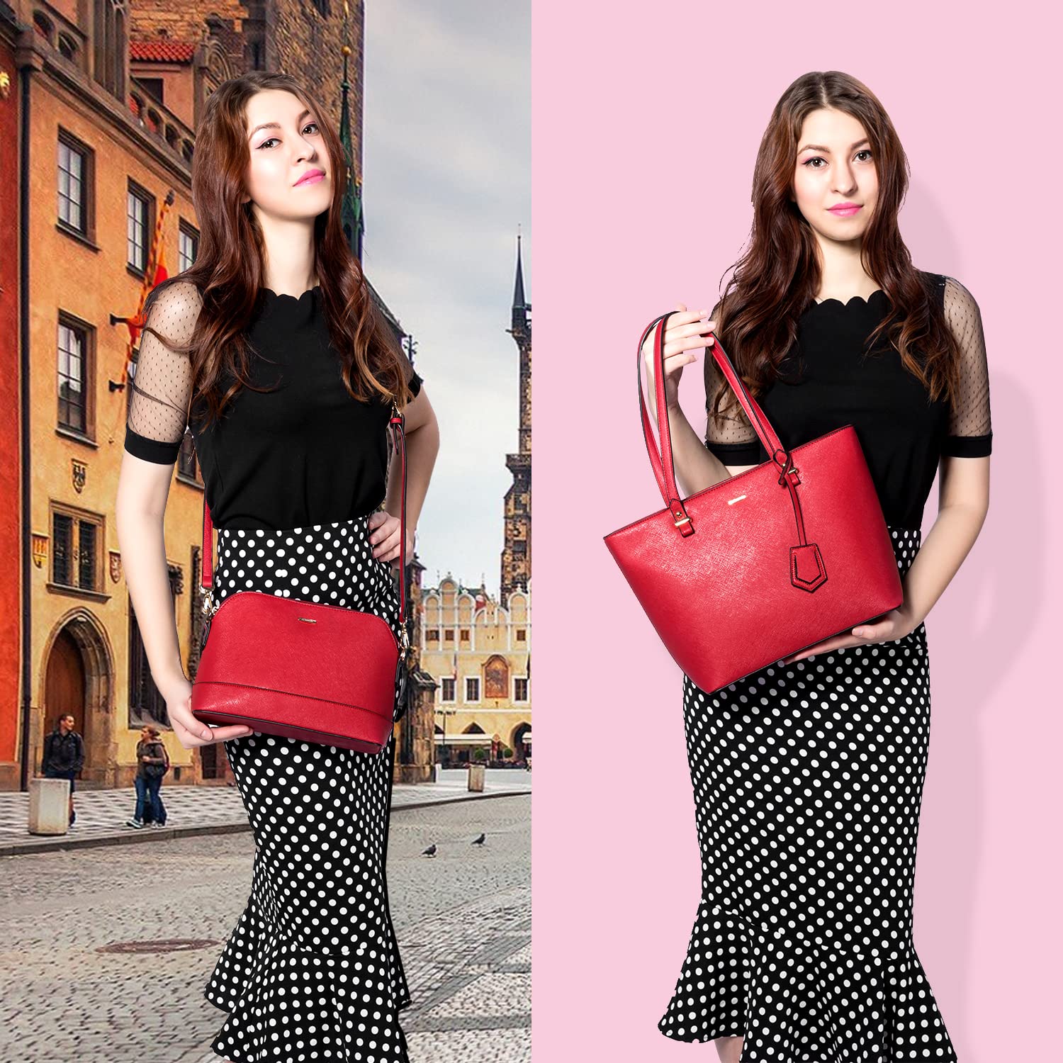 Foto 4 | Set De 3 Bolsos Lovevook Para Mujer, Bandolera, Color Rojo - Venta Internacional.