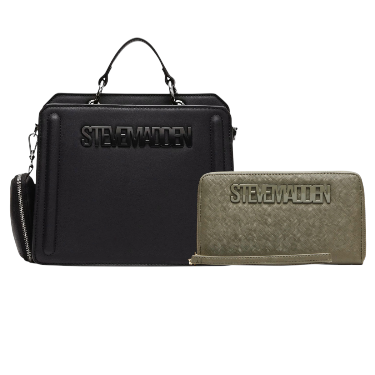 Foto 2 pulgar | Combo Steve Madden Bolsa Bevelyn y Cartera Evelyn Olive
