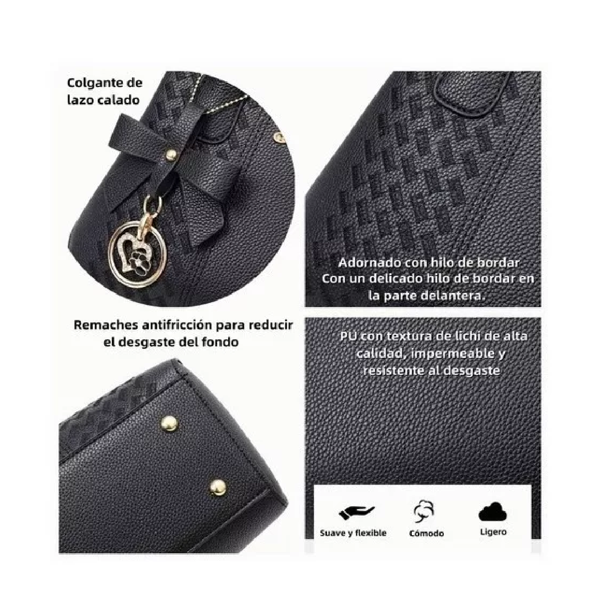 Foto 3 pulgar | Bolso Mochila Tote Ligero De Gran Capacidad Para Mujer Negra