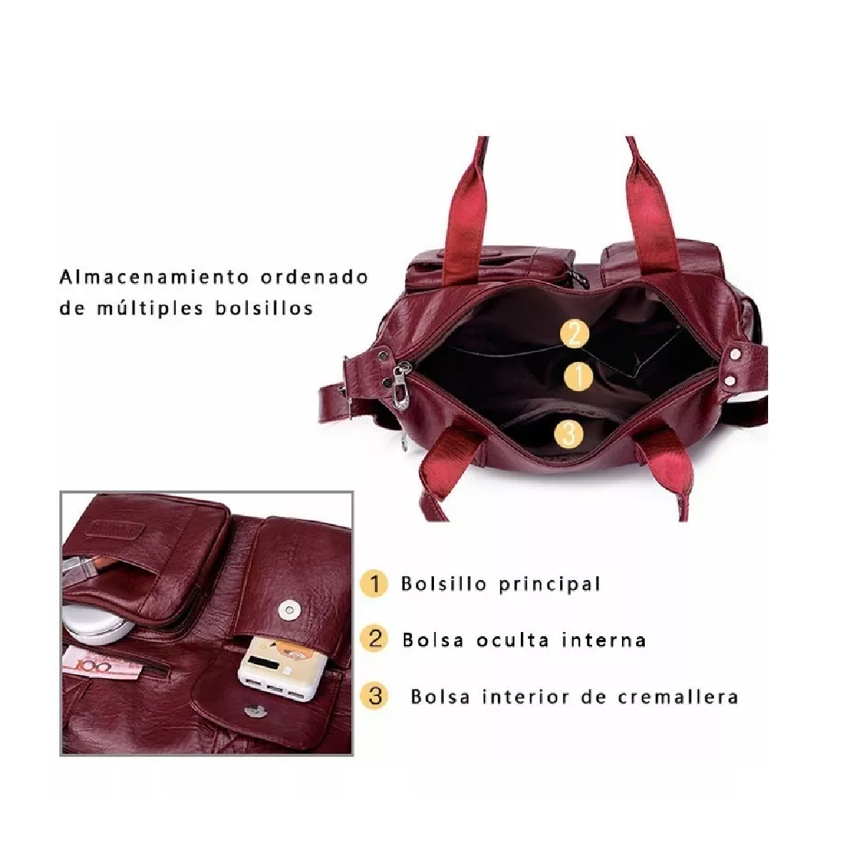 Foto 3 pulgar | Bolsa De Mano Y Hombro Con Gran Capacidad Para Mujer Negro