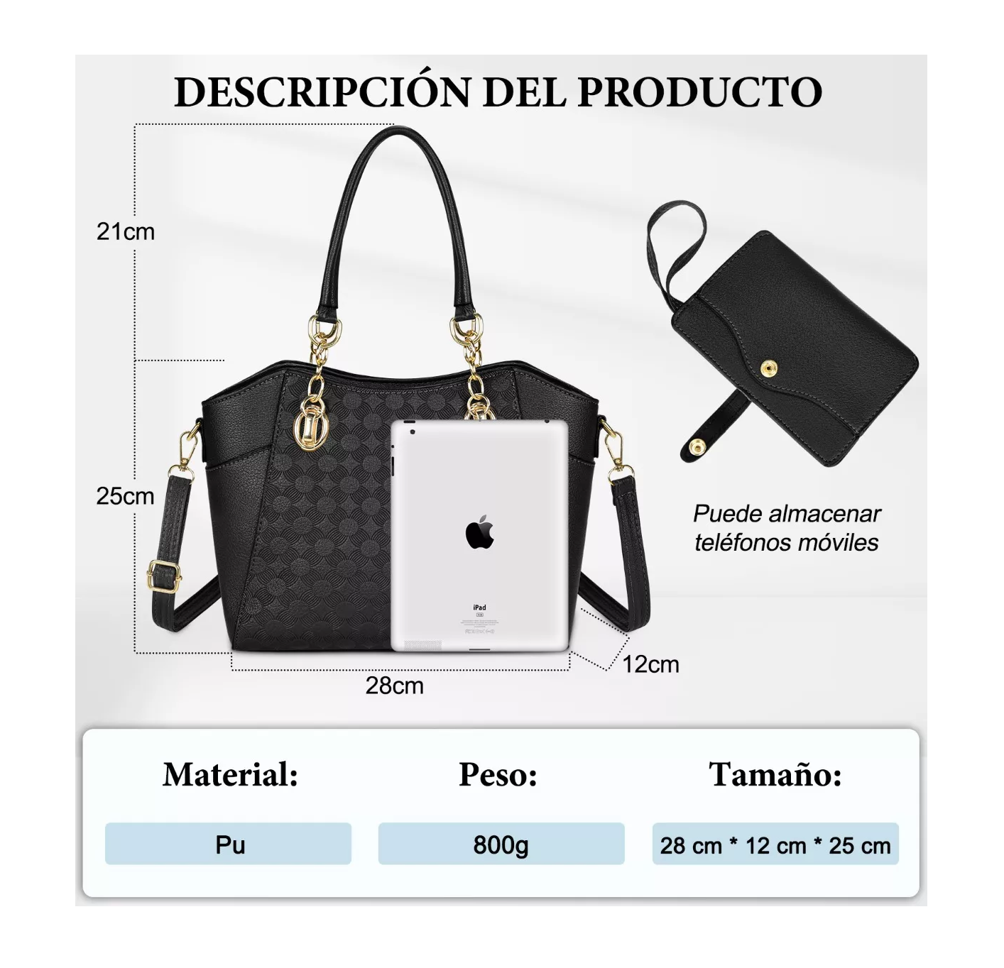 Foto 3 | Bolso De Mano Crossbody Elegante Para Mujer Negro