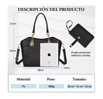 Foto 3 | Bolso De Mano Crossbody Elegante Para Mujer Negro