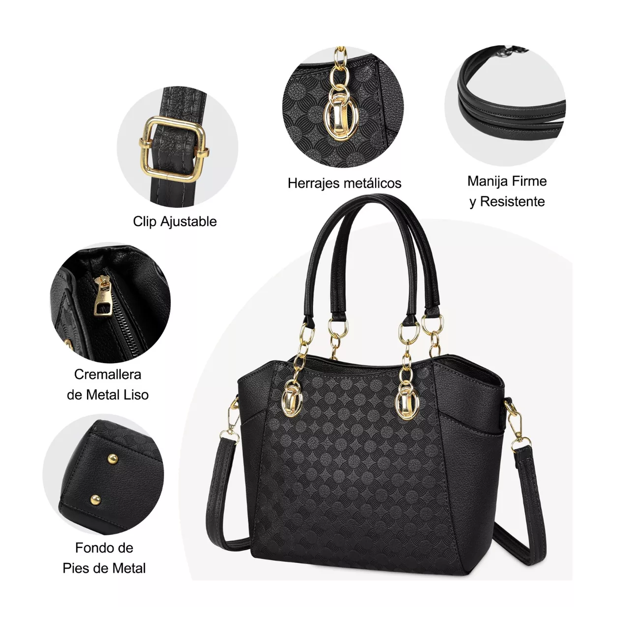 Foto 6 pulgar | Bolso De Mano Crossbody Elegante Para Mujer Negro