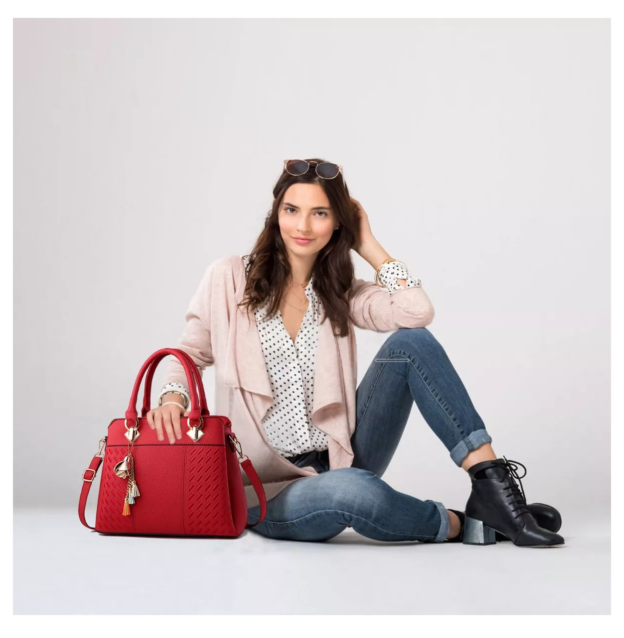 Foto 4 pulgar | Bolso De Hombro Elegante Y Moderno Para Mujer Rojo