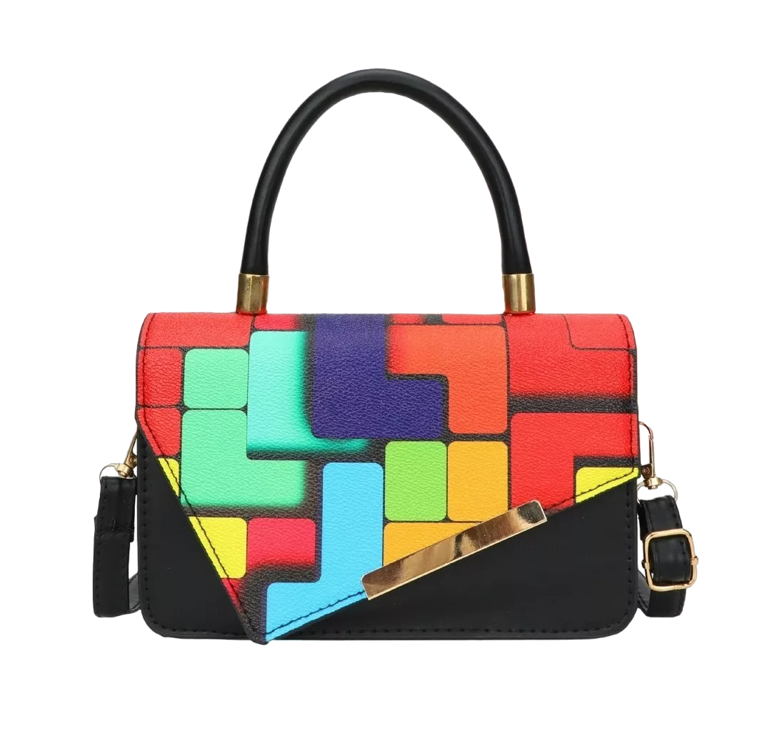Foto 2 pulgar | Bolso Rainbow Cube Crossbody De Estilo Moderno Para Mujer Negra