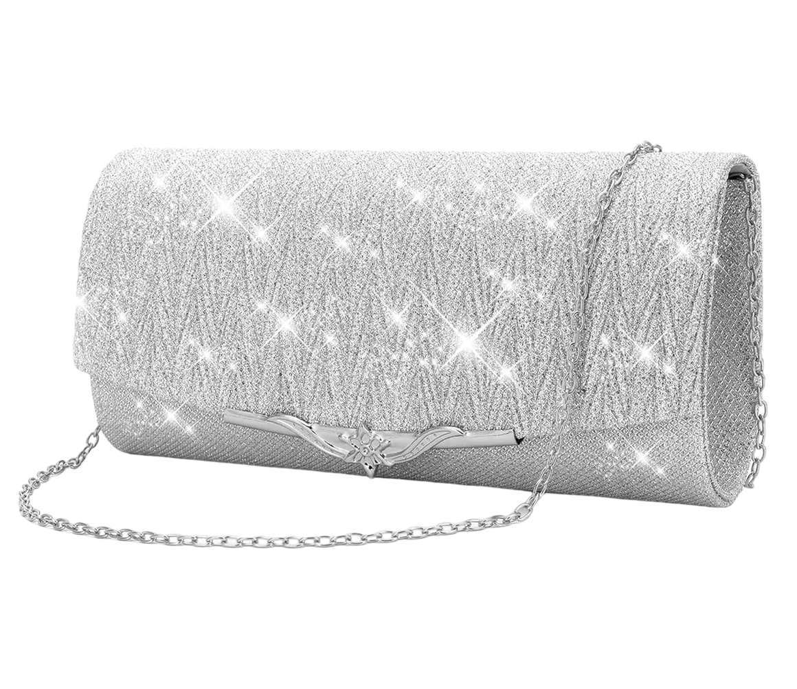Foto 2 pulgar | Bolso De Mano Brillante De Fiesta Para Mujer Plateado