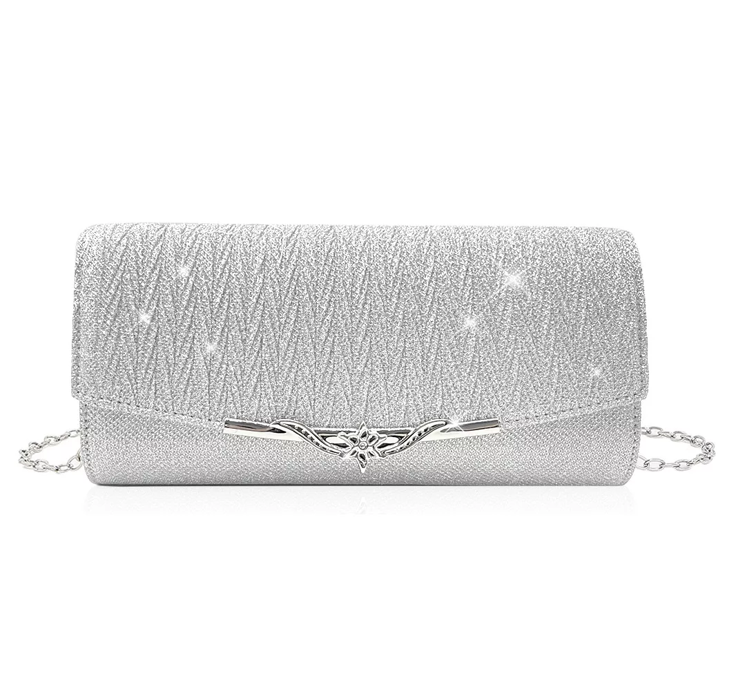 Foto 4 pulgar | Bolso De Mano Brillante De Fiesta Para Mujer Plateado
