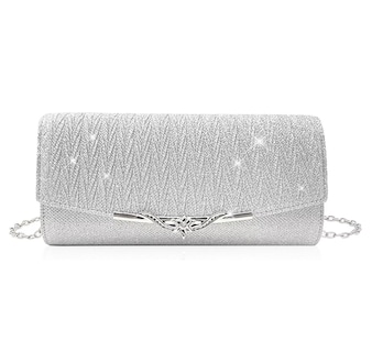 Foto 3 | Bolso De Mano Brillante De Fiesta Para Mujer Plateado