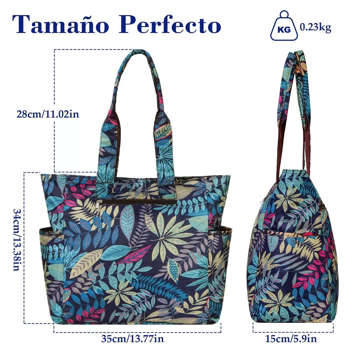 Foto 3 pulgar | Bolsa Tote Para Mujer Con Diseño De Hojas