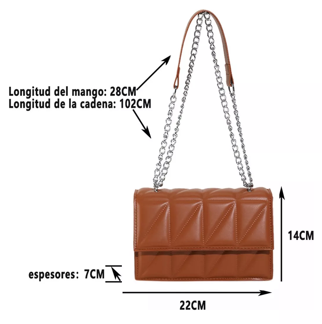 Foto 3 pulgar | Bolso Casual Ajustable De Cuero Pu Para Mujer Marrón