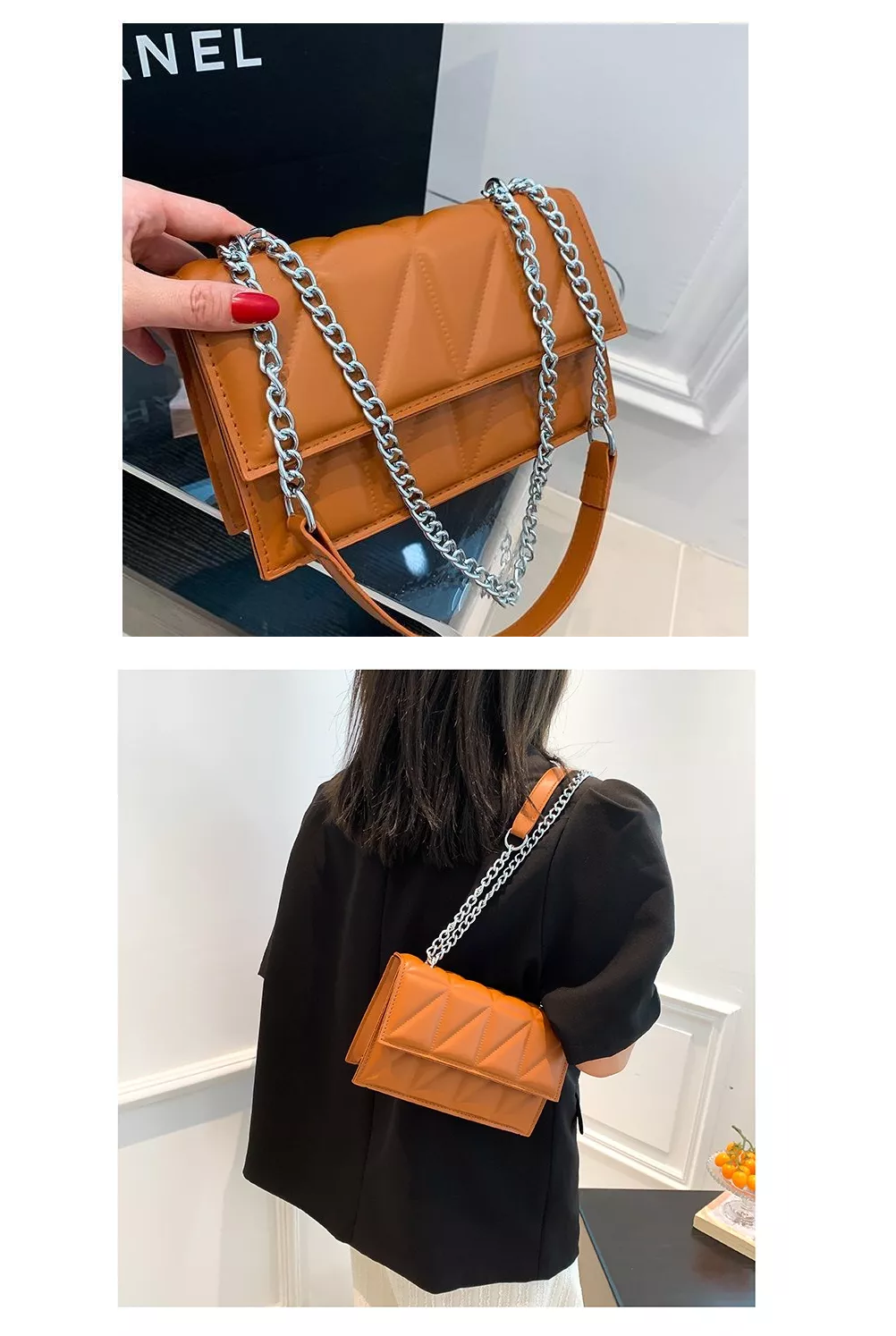 Foto 5 pulgar | Bolso Casual Ajustable De Cuero Pu Para Mujer Marrón