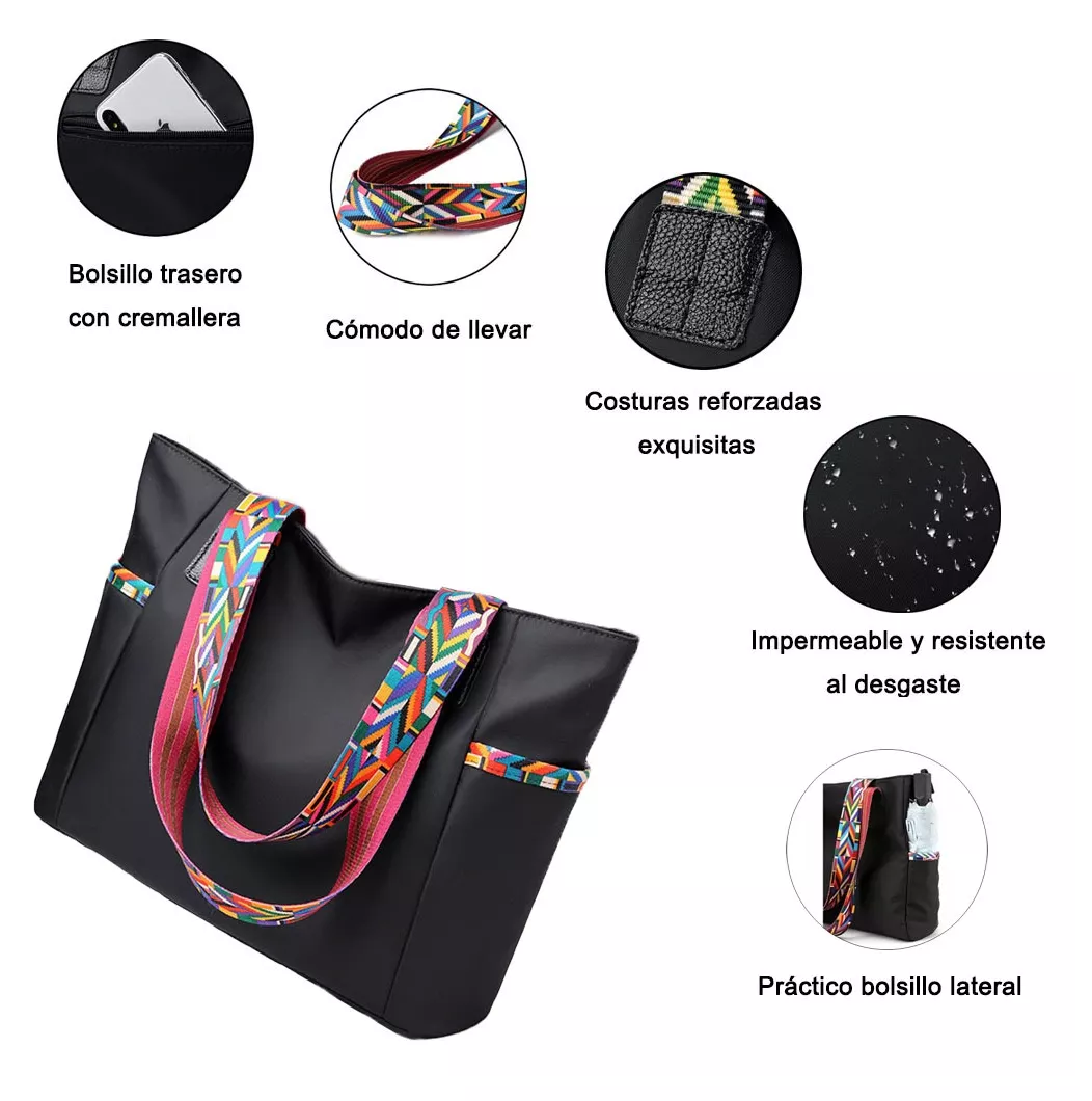 Foto 3 pulgar | Bolso Grande Y Ligero Crossbody Para Mujer Moderno Negro
