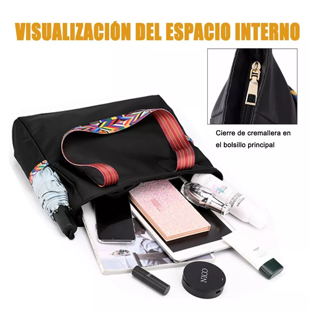 Foto 4 pulgar | Bolso Grande Y Ligero Crossbody Para Mujer Moderno Negro