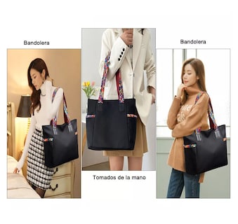 Foto 4 | Bolso Grande Y Ligero Crossbody Para Mujer Moderno Negro