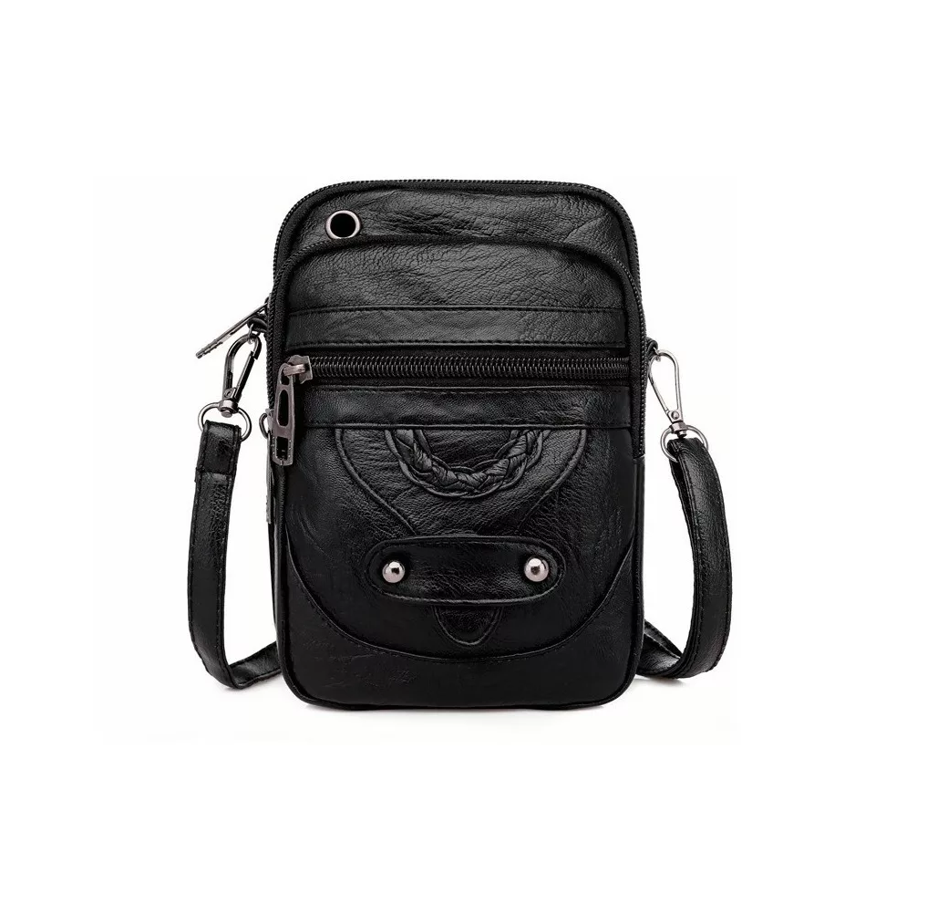 Foto 2 pulgar | Bolso Mochila Crossbody De Cuero Sintético Para Mujer Negro