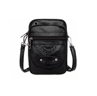 Foto 1 | Bolso Mochila Crossbody De Cuero Sintético Para Mujer Negro