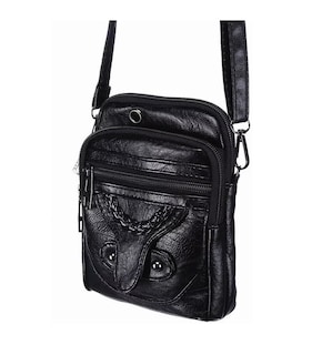 Foto 2 | Bolso Mochila Crossbody De Cuero Sintético Para Mujer Negro