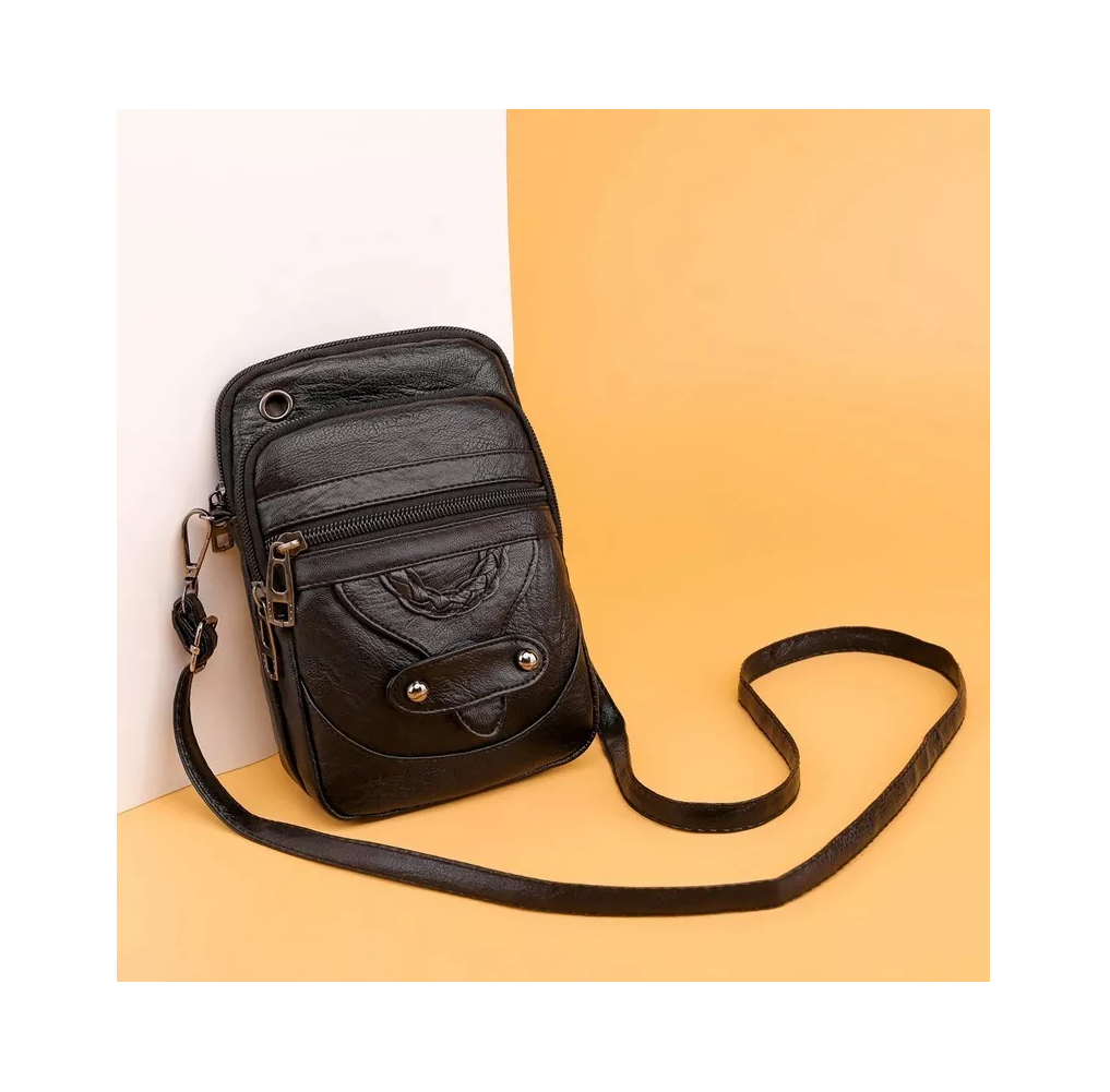 Foto 4 pulgar | Bolso Mochila Crossbody De Cuero Sintético Para Mujer Negro
