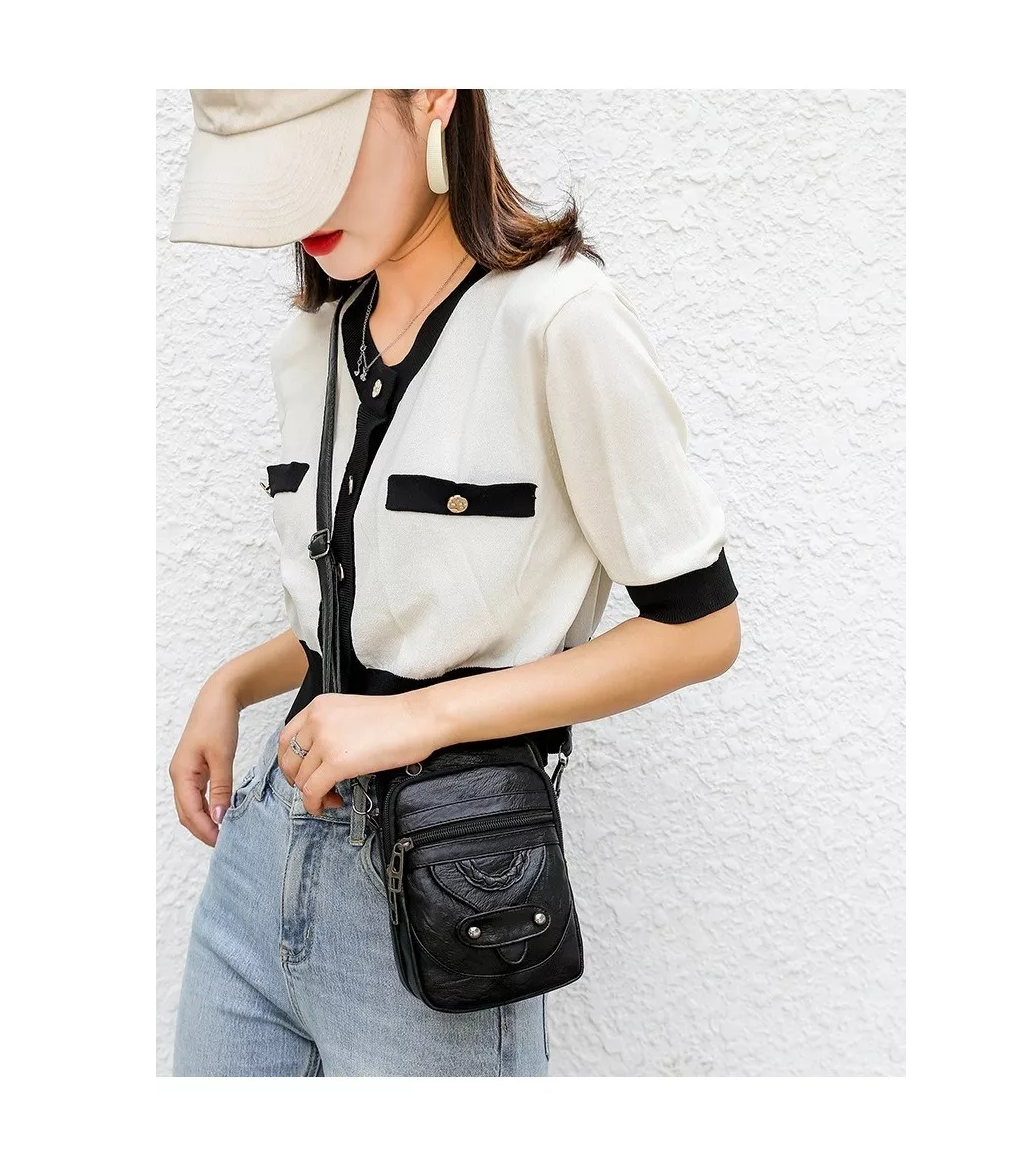 Foto 5 pulgar | Bolso Mochila Crossbody De Cuero Sintético Para Mujer Negro