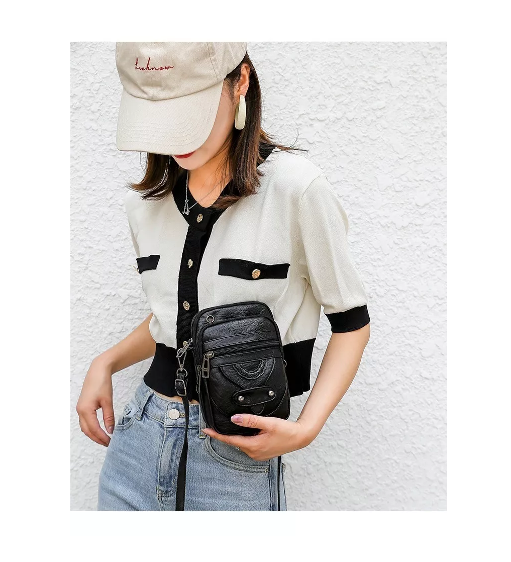 Foto 6 pulgar | Bolso Mochila Crossbody De Cuero Sintético Para Mujer Negro