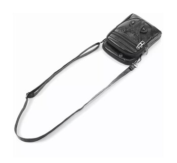 Foto 6 | Bolso Mochila Crossbody De Cuero Sintético Para Mujer Negro