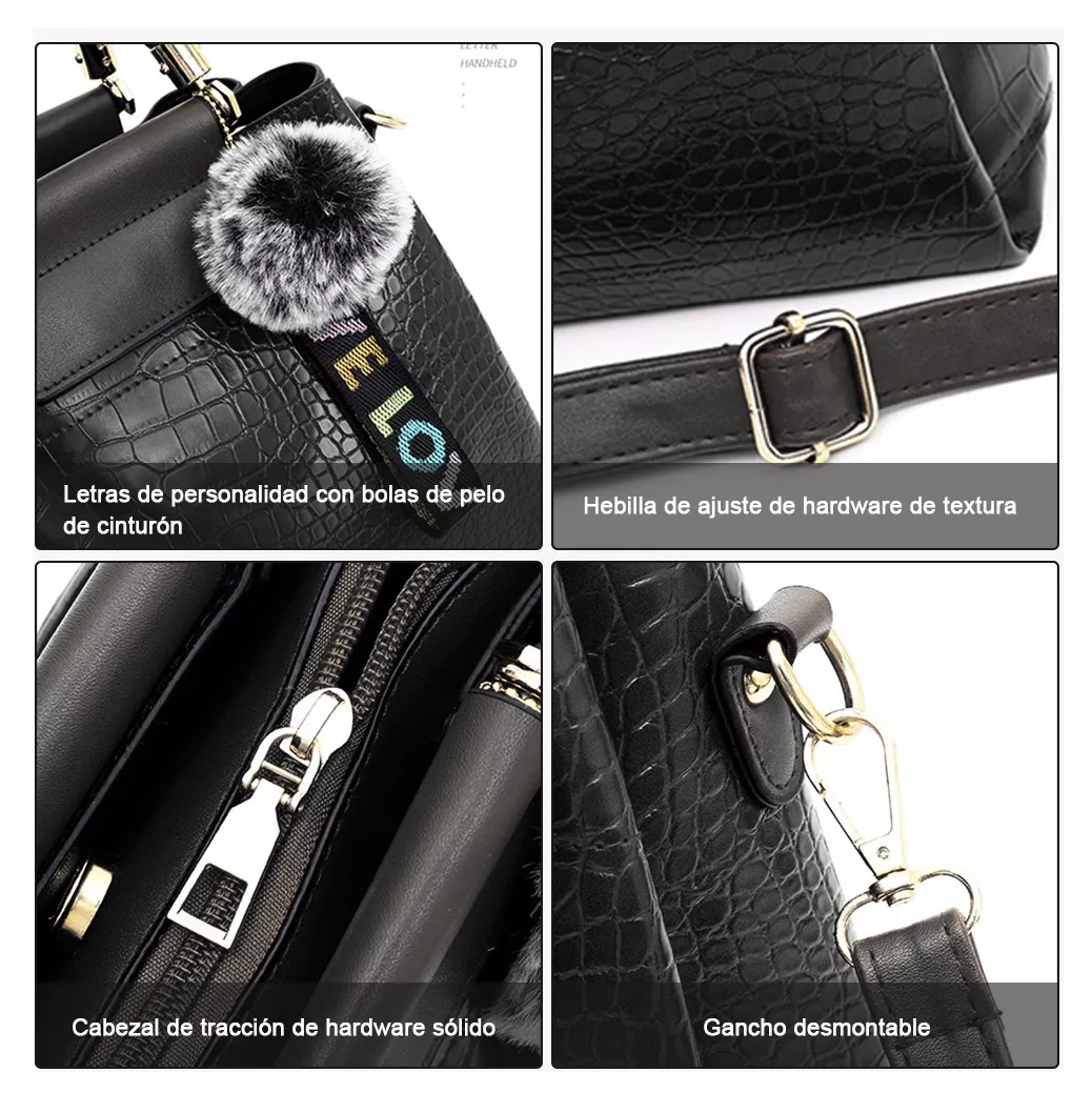 Foto 5 pulgar | Bolso Mochila Tote De Gran Capacidad Para Mujer Negro