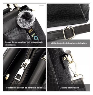 Foto 4 | Bolso Mochila Tote De Gran Capacidad Para Mujer Negro