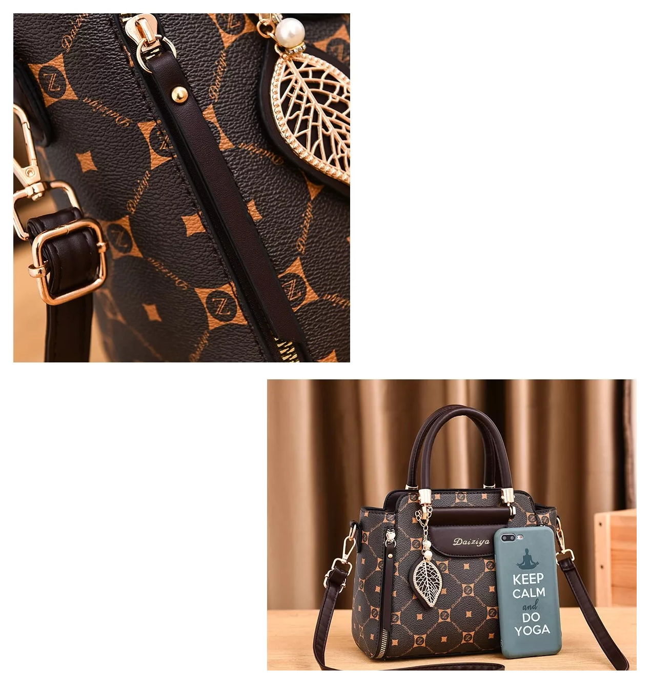 Foto 6 pulgar | Bolso Tote Impermeable Vintage Para Mujer Café