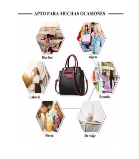 Foto 2 | Bolso Tote Casual De Cuero Pu Con Detalles Modernos Para Mujer Negro