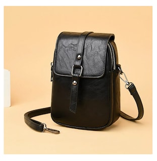 Foto 3 | Bolso Cartera Bandolera Para Mujer Celular Moda Negro
