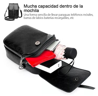 Foto 4 | Bolso Cartera Bandolera Para Mujer Celular Moda Negro