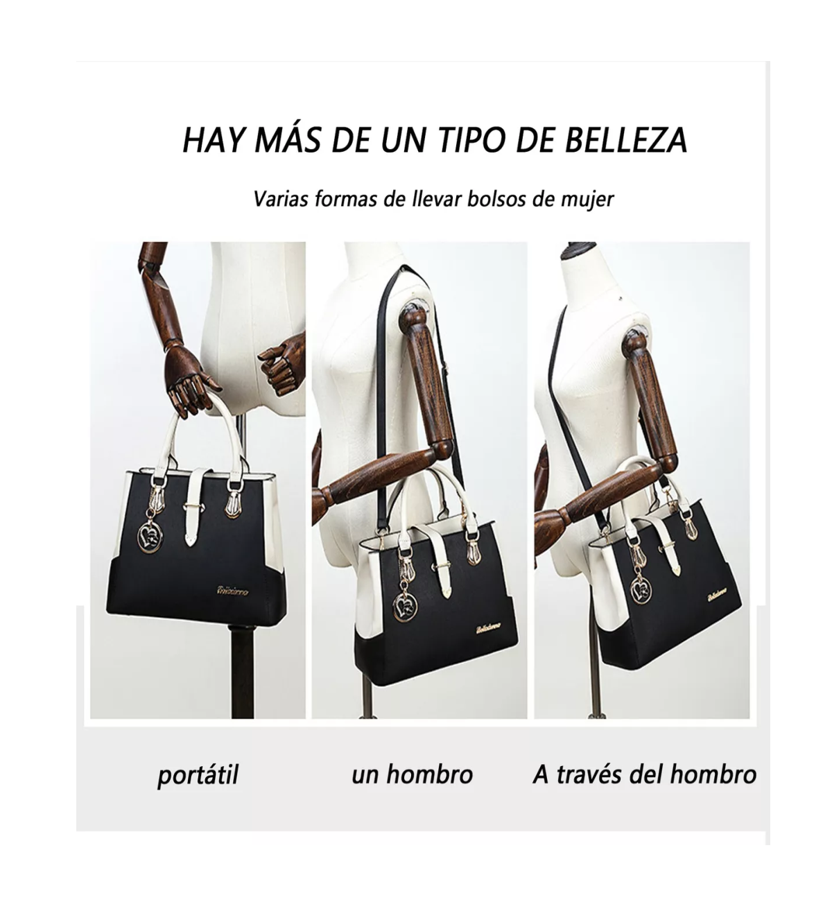 Foto 5 pulgar | Set De Bolsas Crossbody Modernas Blanco Y Negro