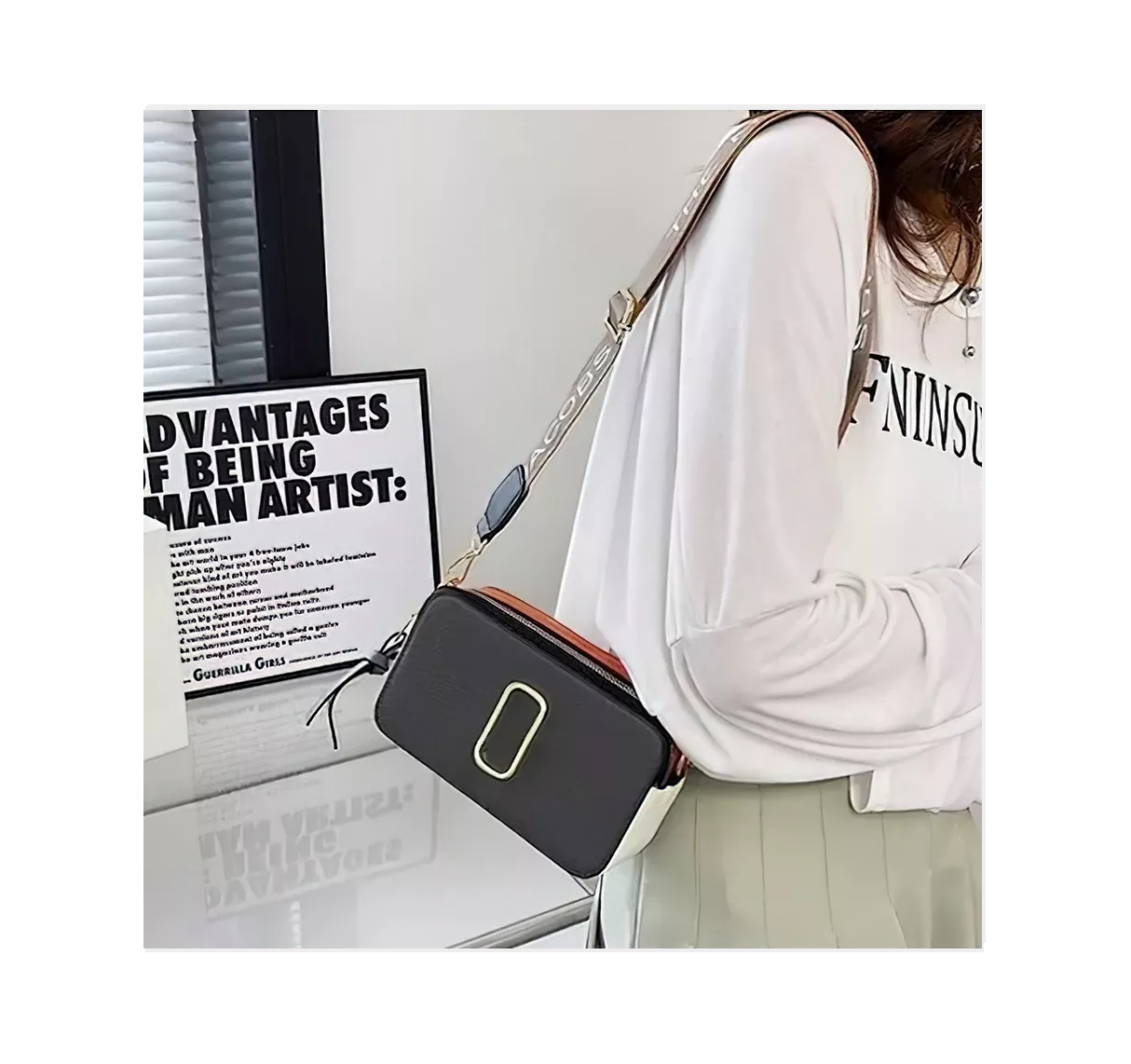 Foto 5 | Bolsa Bandolera Minimalista Para Mujer Negra