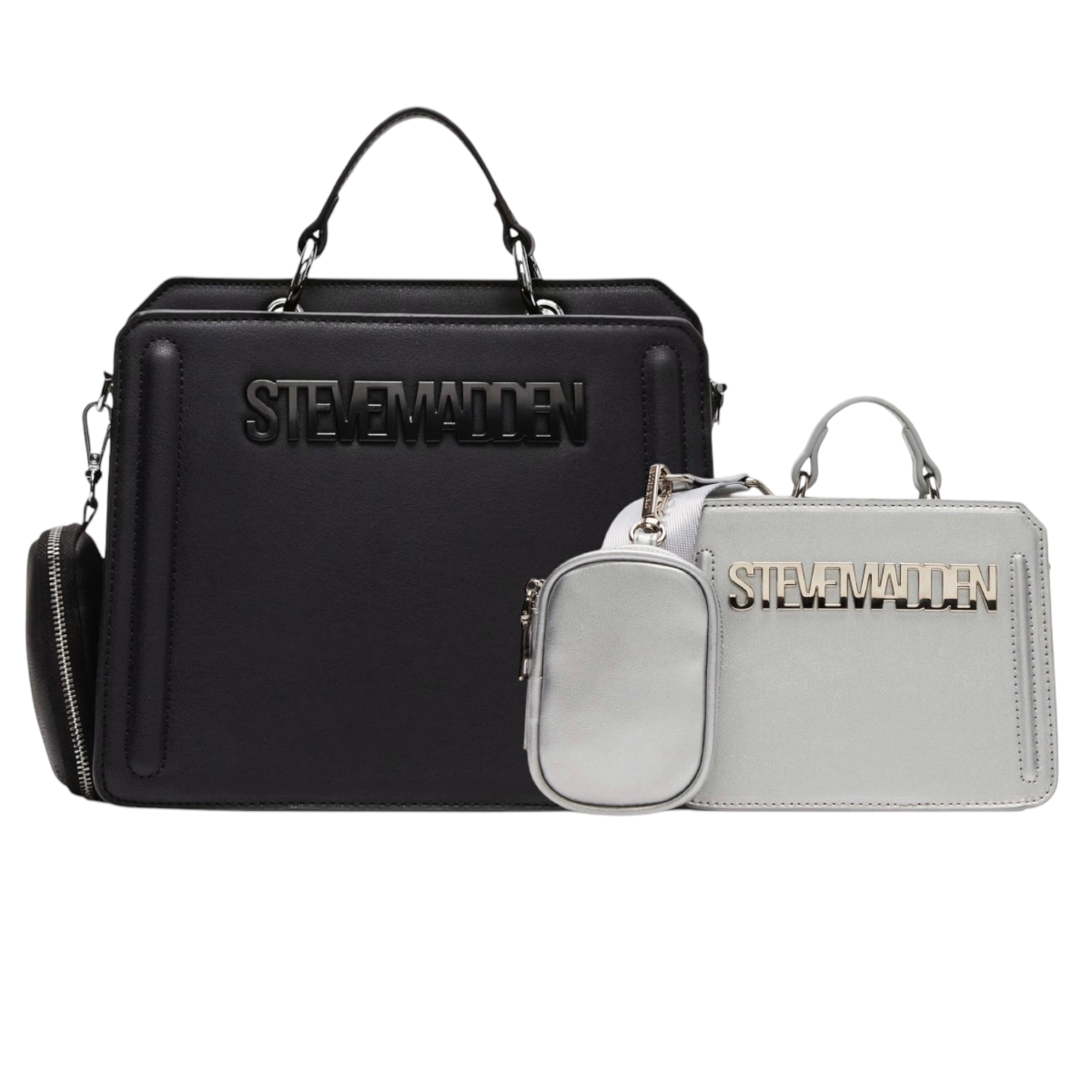 Combo de Bolsas Bevelyn Black + Mini Bevelymm Silver Steve Madden