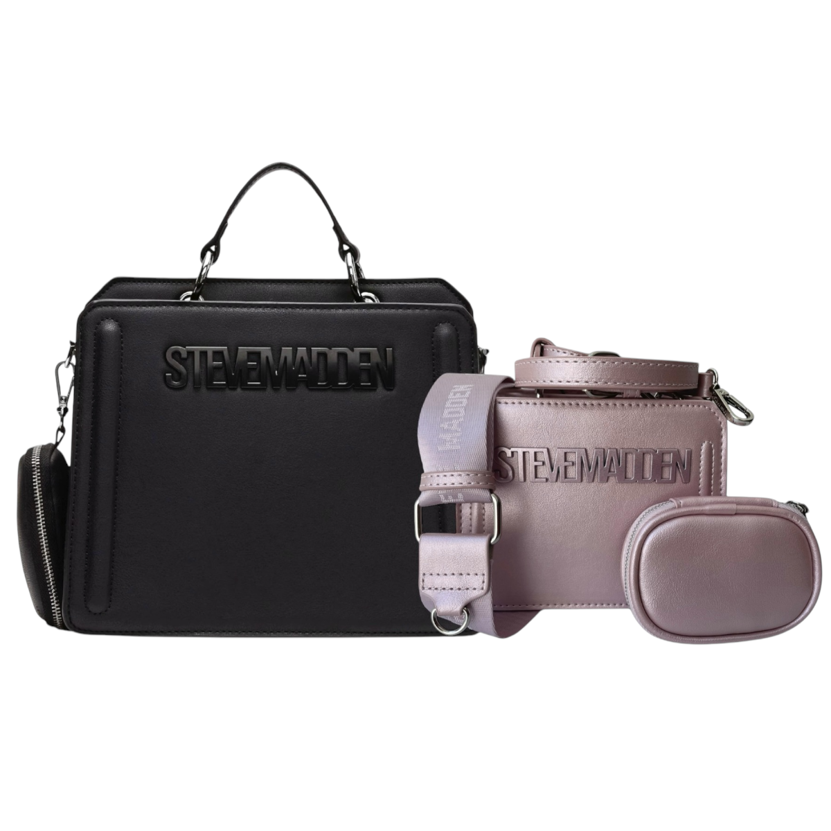 Foto 2 pulgar | Combo de Bolsas Bevelyn Black + Mini Bevelymm Pink Steve Madden