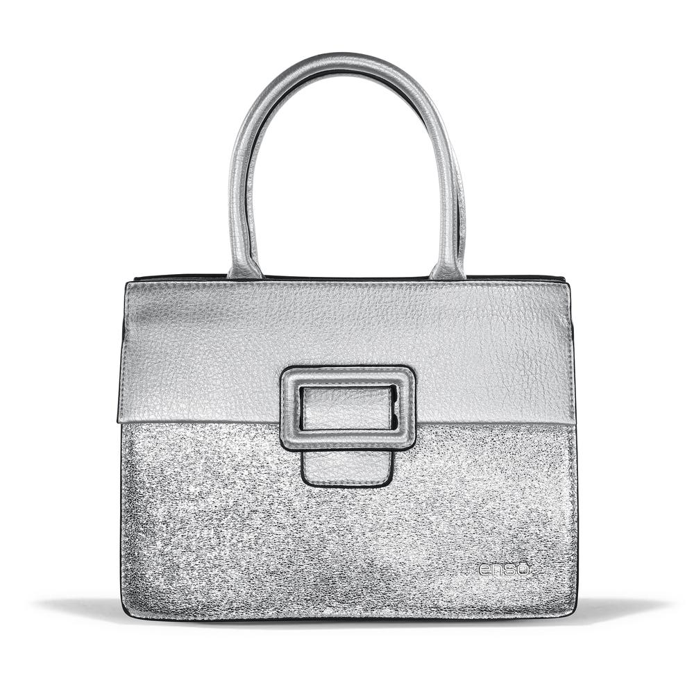 Foto 2 pulgar | Bolso Tote Enso para Mujer Plateado con Acabado Metálico
