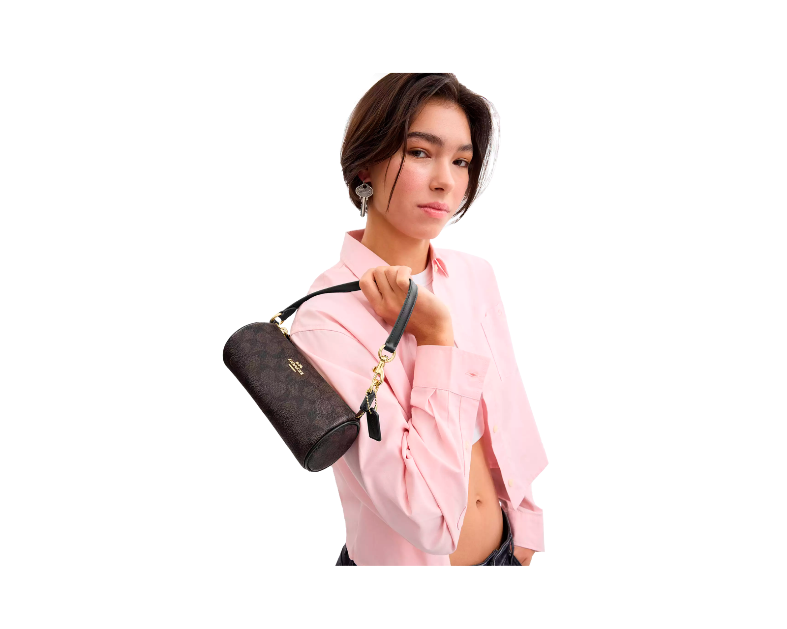 Foto 6 pulgar | Bolsa Coach Nolita Barrel Bag Signature Canvas Cw809 Café