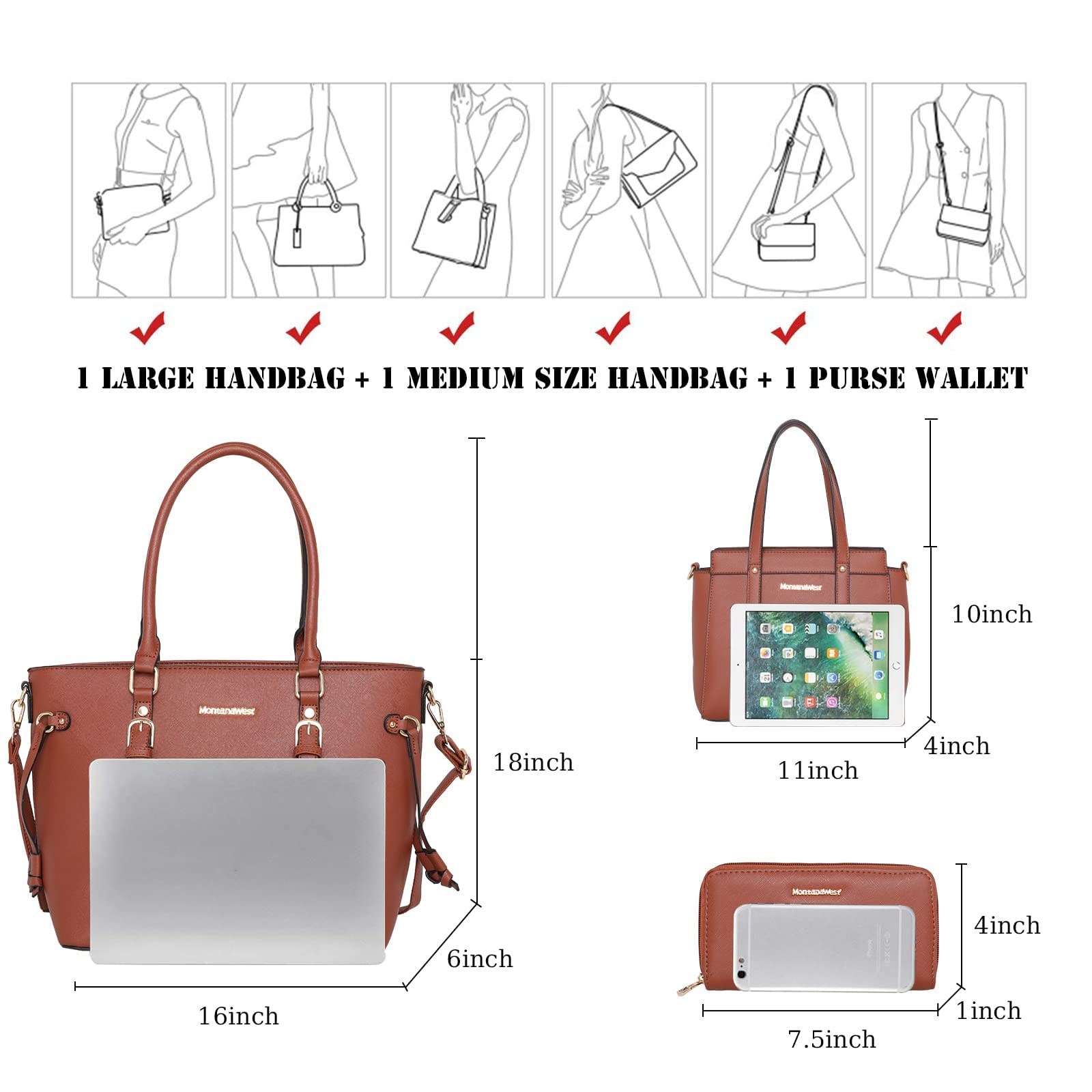 Foto 3 pulgar | Set De Monedero Montana West, Bolso Tipo Cartera De Piel Para Mujer - Venta Internacional.