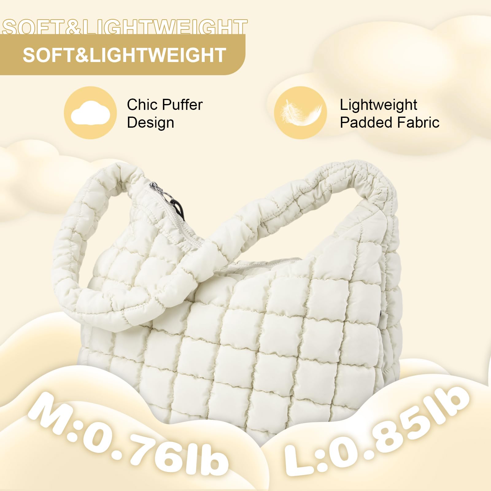 Foto 6 pulgar | Bolsa Acolchada Uixizq Nailon Beige para Mujer - Venta Internacional