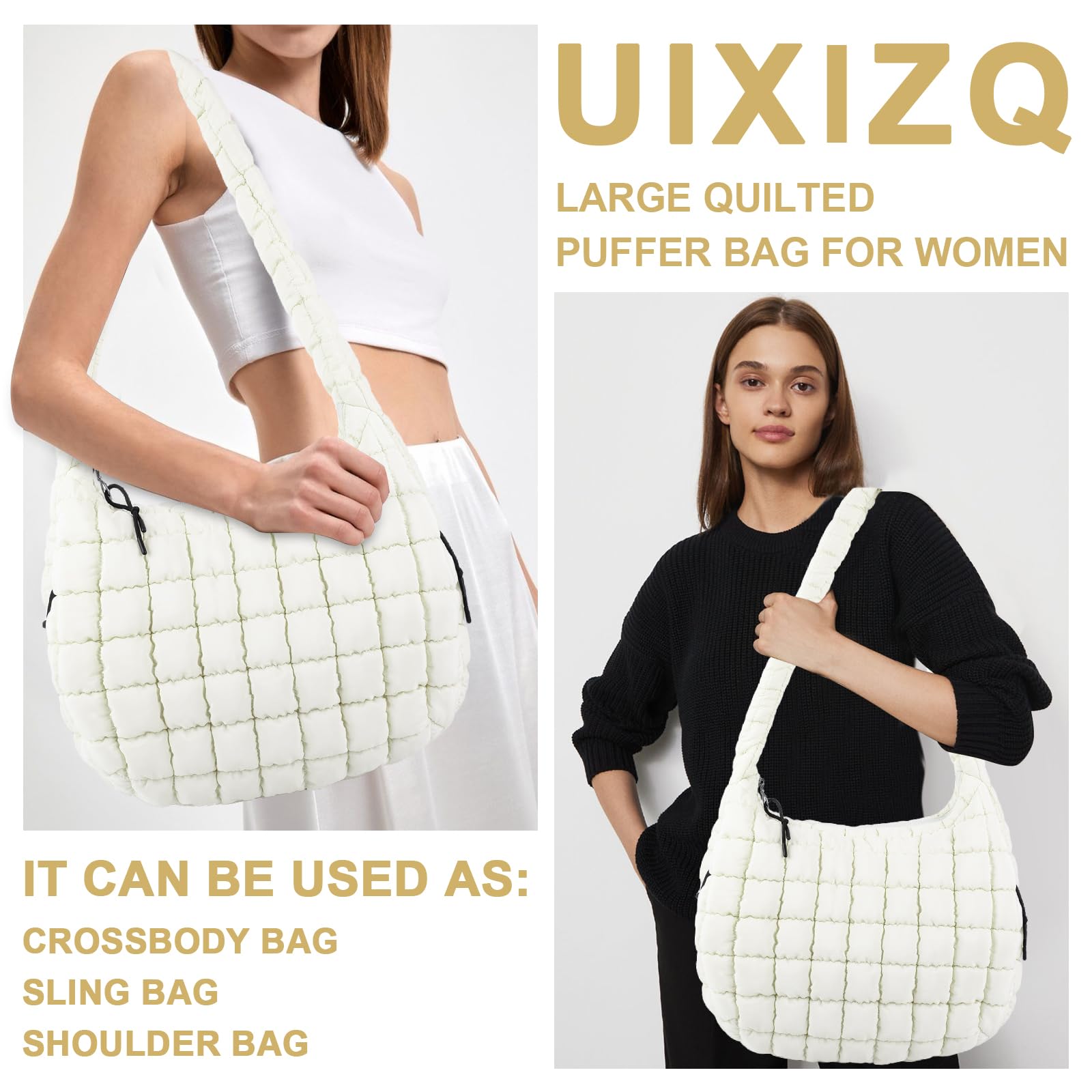Foto 7 pulgar | Bolsa Acolchada Uixizq Nailon Beige para Mujer - Venta Internacional