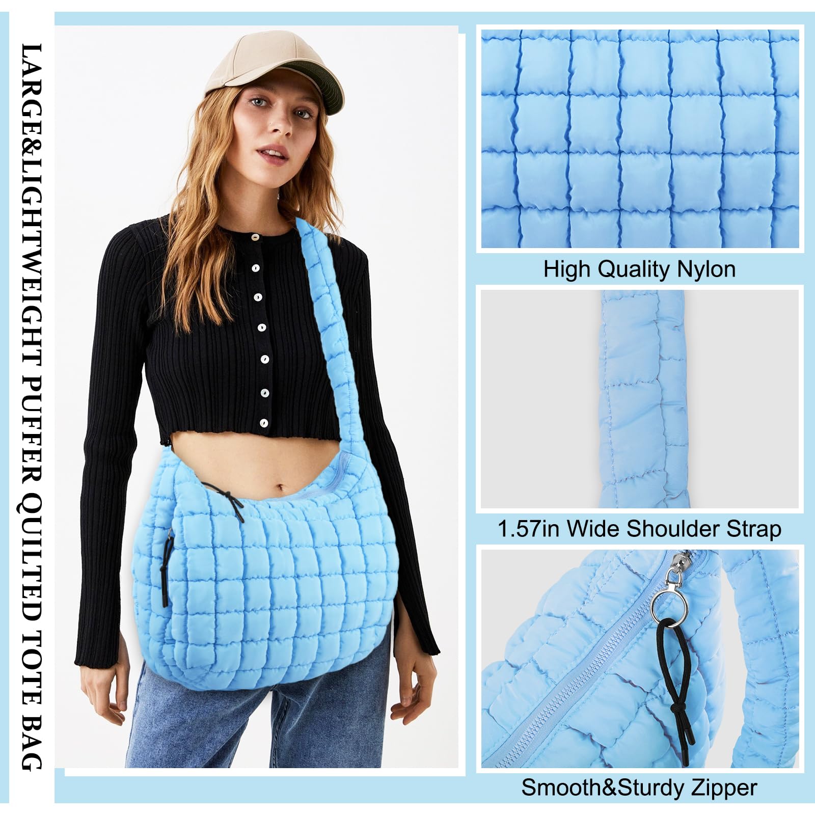 Foto 4 pulgar | Bolsa Acolchada Uixizq Nailon Azul para Mujer - Venta Internacional