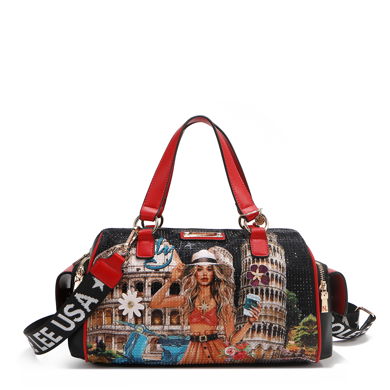 Foto 2 pulgar | Bolsa Boston Nicole Lee Estampado Martha Travels Travel