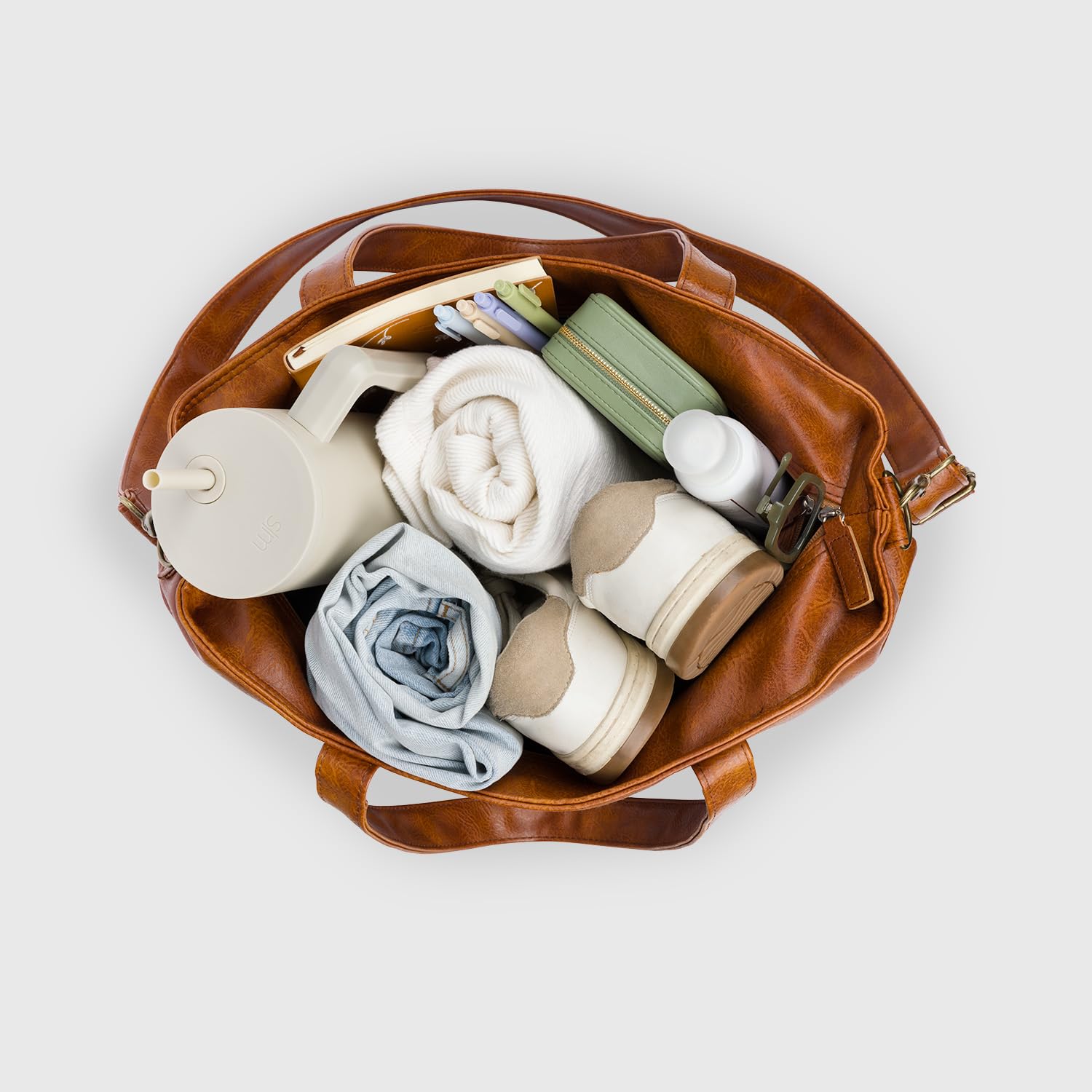 Foto 5 pulgar | Bolsa De Piel Sintética Marrón, Sencilla Y Moderna, Grande, Para Portátil De 17 Pulgadas - Venta Internacional.