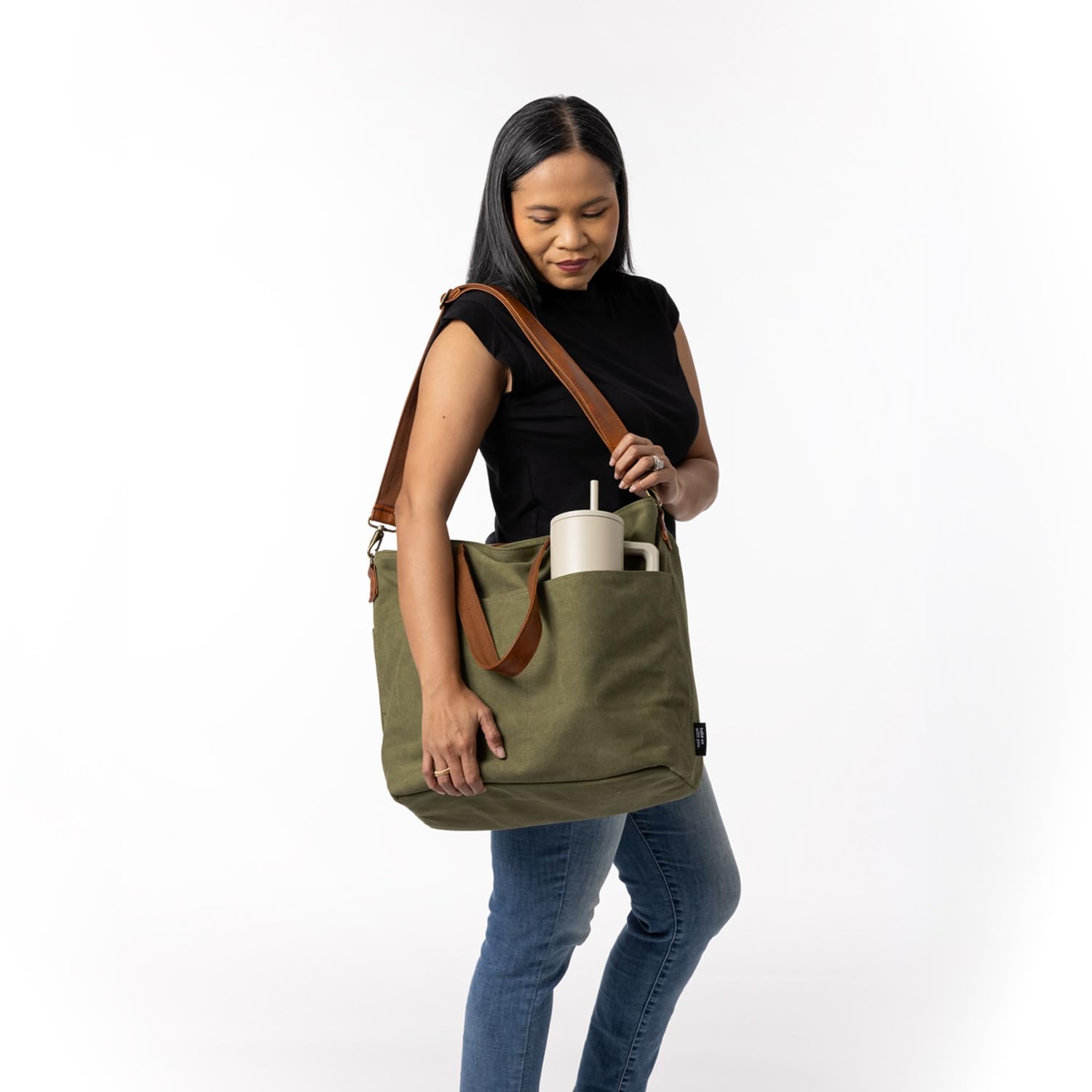 Foto 5 pulgar | Bolsa De Lona Grande, Moderna Y Sencilla, Color Oliva, Para Portátil De 17 Pulgadas - Venta Internacional.